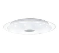 EGLO LED plafonnier Lanciano 1, applique 1 flamme effet cristal, acier | plastique, blanc, transparent, chrome, télécommande, variation température couleur (chaud-froid), veilleuse, dimmable, Ø56cm