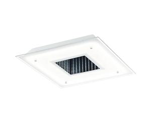 EGLO LED Plafonnier Licosa, lampe de plafond, acier blanc, verre, film | blanc, clair blanc chaud