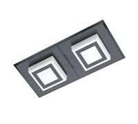 Applique/Plafonnier MASIANO 1 LED 2X3,3W en aluminium et acier noir 250x120x50mm