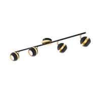 EGLO LED Plafonnier Nocito, lampe de plafond 4 flammes, spot en métal | lampe de salon noire et or, lampe de couloir, spots avec ampoules GU10, lumière blanc chaud