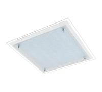 Eglo LED plafonnier Priola, lampe de plafond, acier blanc, chrome, verre | structuré blanc, blanc neutre