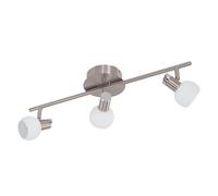 Eglo LED Plafonnier Sesto 2, projecteur de plafond, acier nickel mat | chrome, verre satiné blanc laqué blanc chaud
