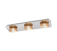 Plafonnier TORANO LED 3X5,4W en acier chrome et or 680x200x80mm
