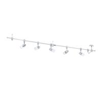Eglo LED Plafonnier Vilanova, lampe de plafond 5 flammes, spots de plafond en aluminium, métal, verre, lampe de séjour chromée, lampe de couloir, spots avec ampoules GU10, lumière blanc chaud