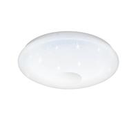 EGLO LED Plafonnier Voltago 2, 1 flamme avec effet cristal, télécommande | lumière réglable (blanc chaud à froid), dimmable, métal et plastique blanc, Ø 38 cm