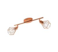 Eglo LED Plafonnier Zapata, lampe de plafond 2 flammes, spot plafond en métal et verre satiné, lampe salon cuivre blanc, lampe couloir avec ampoules G9, lumière blanc chaud