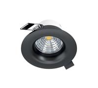 Eglo LED spot encastrable Saliceto, de plafond dimmable, rond et plat, aluminium noir, blanc chaud, Ø 8,8 cm