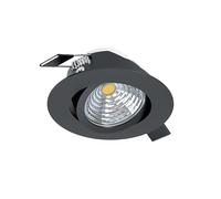 Eglo LED spot encastrable Saliceto, plafond dimmable, rond et plat, aluminium noir, lumière blanc chaud, Ø 8,8 cm