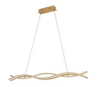 Eglo LED Suspension luminaire Lasana 4, lampe ondulée pour salle à manger | plafonnier suspendu en métal imitation bois, lustre chambre, blanc chaud