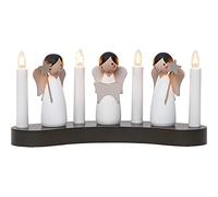 EGLO Lichterbogen Noël avec 4 ampoules, chandelier de fenêtre orné de | figurines de Noël en bois, arc de lumière ange avec câble, E10, blanc chaud