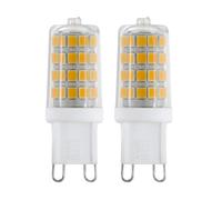 Eglo Lot de 2 ampoules à broche LED G9, lampes crayon, 3 watts chacune (équivalent 30 watts), 320 lumens, blanc chaud, 3000 Kelvin, Ø 1,6 cm