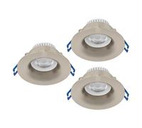 Eglo lot de 3 spots encastrables Salabate Ø 8,8 cm, plafond salle pour bain en aluminium argenté, blanc chaud, neutre, froid, IP65