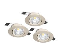 Eglo lot de 3 spots encastrables Saliceto, pour plafond dimmables ronds en aluminium argenté, blanc neutre, Ø 8,8 cm