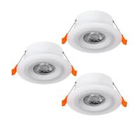 Eglo Lot de 3 spots LED encastrable Calonge, luminaire encastré rond pour plafond suspendu, lampe de plafond à encastrer en plastique blanc, Ø 7 cm