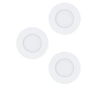 Eglo Lot de 3 spots LED encastrables Fueva 1, Ø 8,5 cm, ensemble de spots | LED en alliage métallique et plastique, 3 luminaires encastrés LED blancs, spots LED plats, lumière blanc chaud
