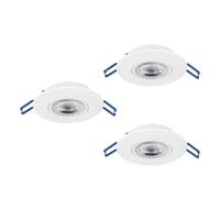 Eglo Lot de 3 spots LED encastrables Zujar, luminairesintérieurs encastrés en plastique blanc, éclairage de plafond blanc chaud, plafonniers Ø 8,5 cm