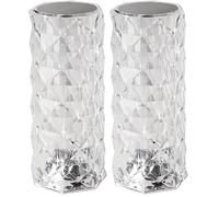 Eglo Lucignano Lampe de table LED en cristal sans fil pour l'intérieur avec changement de couleur RVB en plastique transparent Fonction tactile Rechargeable par USB (Lot de 2)