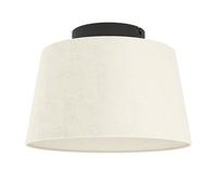 Eglo Luminaire plafonnier Febres, lampe de plafond en tissu bou lairage de salon en métal noir et textile blanc, douille E27, Ø 35 cm