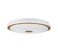 Eglo Luminaire plafonnier Lanciano 1, panneau LED dimmable avec | télécommande, lampe de plafond avec effet cristal en métal, bois et plastique en blanc et brun, blanc chaud-froid, Ø 40 cm