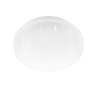 Eglo Luminaire plafonnier LED Pogliola, lampe de plafond avec effet crystal et dip switch, éclairage cuisine, panneau en métal et plastique en blanc, blanc chaud - neutre - froid, Ø 26 cm