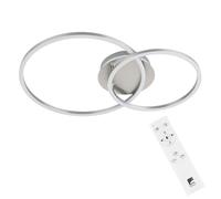 Eglo Luminaire plafonnier Palmaves 3 avec télécommande, lampe de plafond | graduable, blanc chaud - froid, lumière RGB indirecte, aluminium argenté, plastique blanc, cercles