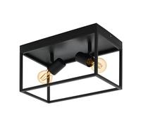 Plafonnier SILENTINA E27 2X40W en acier noir 360x180x205mm