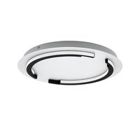 Eglo Luminaire plafonnier Zampote, panneau LED dimmable, lampe de plafond | arrondie en acier, aluminium et plastique blanc et noir, applique murale pour cuisine et couloir, blanc chaud, Ø 42 cm