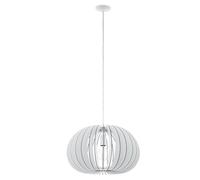 Eglo Luminaire suspension Cossano, lampe de plafond suspendue en métal et bois blanc, douille E27, Ø 45 cm