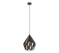 Suspension CARLTON 1 E27 1X60W en acier noir et cuivre D310mm