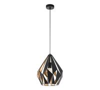 Eglo Lustre CARLTON 1, 1 suspension à flamme vintage, lampe suspendue rétro en acier, couleur : noir, or, douille : E27, Ø 31 cm