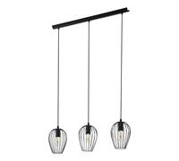 Eglo Lustre NEWTOWN, 1 suspension à 3 flammes vintage, lampe suspendue rétro en acier, couleur : noir, douille : E27