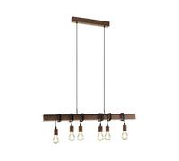 Eglo Lustre TOWNSHEND, suspension vintage à 6 flammes au design industriel | lampe suspendue rétro en acier, couleur : marron ancien, douille : E27