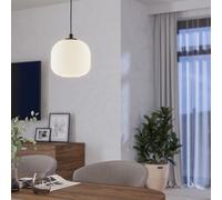 Eglo Suspension MANTUNALLE E27 Ø 20 cm acier noir verre blanc 99366