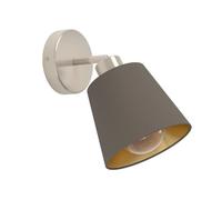 Eglo Maserlo Applique Murale Intérieure Design Moderne Éclairage | Lampe chambre acier doré, abat-jour tissu cappuccino, douille E27, design élégant et moderne