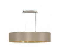 Eglo Suspension luminaire Maserlo, lustre suspendu en acier et textile, couleur nickel mat, taupe, doré, lampe de salon et de salle à manger, douille E27, 100 cm
