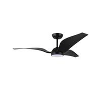 EGLO Mosteiros Ventilateur de plafond silencieux à 3 pales en plastique ABS avec moteur à courant continu, éclairage, mode été/hiver, brise naturelle et télécommande Noir mat Diamètre 142 cm