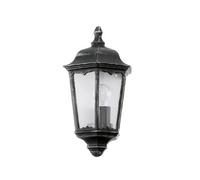EGLO Applique murale extérieure Navedo, éclairage d’extérieur en fonte d’aluminium noir avec patine argentée et verre, douille E27, IP44