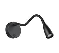 EGLO Olivandino 1 Applique murale LED col de cygne - Lampe de lecture murale avec interrupteur et fonction de charge USB - Applique murale pour chambre à coucher - En métal et plastique - Noir - Blanc