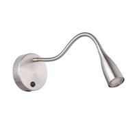 EGLO Olivandino 1 Applique murale LED col de cygne - Lampe de lecture murale avec interrupteur et fonction de charge USB - Applique murale pour chambre à coucher - En métal argenté - Blanc chaud
