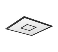 Eglo Panneau LED Bordonara, lampe de plafond dimmable avec télécommande, plafonnier carré pour bureau et couloir, métal noir et plastique blanc, blanc chaud-froid, RVB, 45x45 cm