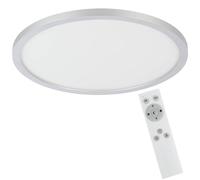 EGLO Panneau LED Campaspero, plafonnier dimmable avec télécommande, lampe | de plafond pour bureau, luminaire en plastique blanc et gris, blanc chaud - froid, Ø 30 cm