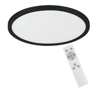 EGLO Panneau LED Campaspero, plafonnier dimmable avec télécommande, lampe | de plafond pour bureau, luminaire en plastique blanc et noir, blanc chaud - froid, Ø 30 cm