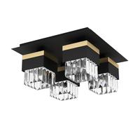 Plafonnier BARRANCAS E14 4X40W en acier noir et or 380x380x180mm