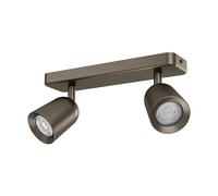 Eglo Plafonnier Camaldoli, 2 spots orientables, lampe de plafond pour salon | et chambre, luminaire en acier en bronze, douille GU10