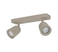 Eglo Plafonnier Camaldoli, 2 spots orientables, lampe de plafond pour salon | et chambre, luminaire en acier couleur sable, douille GU10