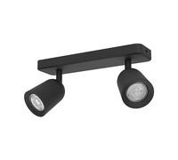 Eglo Plafonnier Camaldoli, 2 spots orientables, lampe de plafond pour salon | et chambre, luminaire en acier noir, douille GU10