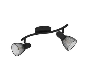 Eglo Plafonnier Carovigno, lampe de plafond 2 flammes, style classique et minimaliste, projecteur en acier, lampe de salon noire, lampe de cuisine, spots avec douille E14