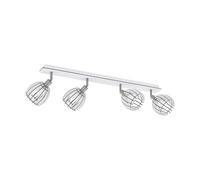Eglo Plafonnier Cossano, lampe de plafond avec 4 spots, métal et bois blanc, luminaire de salon