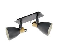 Eglo Plafonnier Coswarth, luminaire vintage à deux lampes, spots de plafond de style industriel en acier et bois, anthracite, crème et blanc, naturel, avec douilles E27, certifié FSC