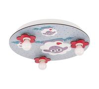EGLO Plafonnier Lalelu, luminaire de plafond, acier blanc, bois coloré | douille E14